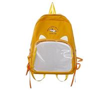 Teen Backpacks for Girls Purse Cute Cat Ears Kawaii Pins Bag Transparent Window Anime Pin Display Backpack Japanese Collector Bag Backpack Men (Orange, One Size)