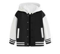 Teen Baseball Jersey Kids Long Sleeve Button up Hooded Jacket Sweatshirt Boys Girls Plain Oversized Pullovers Top School Long Sleeve Lightweight Loose Fit Coat Casual Hiking Running Outwear