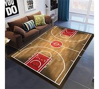 Teen Boys Carpets Basketball Court Living Room Bedroom Area Rugs Football Player Home Decor Non-Slip Sofa Floor Polyester Mat Kids Play Rug Kitchen Corridor Bathroom Doormat (Brown,120 x 160 cm)