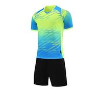Teen Boys Quick Dry 2 Piece Sports Outfit Set, Breathable Short Sleeve Athletic Training Top, Flexible Sport Shorts Ideal for Football and Basketball School Sessions(1A-Light Green, 7-8 Years)