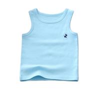 Teen Boys Summer Tank Top Sleeveless T-Shirt Classic Solid Color Casual Vest Cute Pattern Print Beach Gilet Basic Sport Blouse Lightweight Comfort Cotton Tee (Light Blue, 11-12 Years)