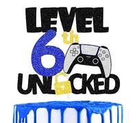 Teen Game Level Up 6th Happy Birthday Cake Topper - Video Game Night Birthday Party for Boys or Girls, Game Controller Party, Home Game Party Unlock Decorations - SugarGera