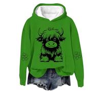 Teen Girl Sweatshirt Long Sleeve Hooded Girl Jumpers 13-14 Years Highland Cow Print Pullover Baby Girl Basic Casual Loose Girl Tops 11-12