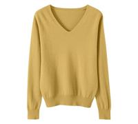 Teen Girls Basic Long Sleeve V Neck Knitted Pullover Sweater Causal Solid Color Cable Knit Sweater Coat for Toddler Infant Baby Warm Fall Winter Clothes Outerwear (Yellow, 6-7 Years)