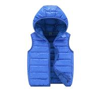 Teen Girls Classic Hooded Puffer Vest Sleeveless Full Zip Packable Waistcoat Jacket for Toddler Boys Lightweight Trendy Outfits Warm Thick Winter Clothes Outerwear (Blue, 5-6 Years)