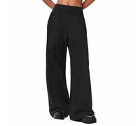 Teen Girls Floor Sweatpants Loose Wide Leg Pleated Waist Straight Joggers Trousers with Pockets Kids Plain Cotton Baggy Sweatpants Bottom (Black, 13-14 Years)