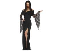 Teen Girls Morticia Addams Style Gothic Black Halloween Fancy Dress Costume