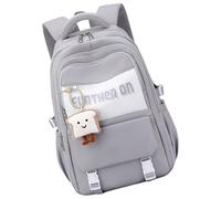 Teen Girls Nylon Backpack for School and Travel with Padded Shoulder Strap, Gray, Bohemian