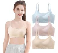 Teen Girls Seamless Sports Bras Zero Feel Thin Sleep Underwears Shockproof Training Vest Bralette with Removable Padding and Adjustable Strap