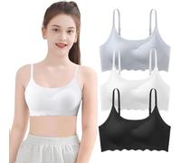 Teen Girls Seamless Sports Bras Zero Feel Thin Sleep Underwears Shockproof Training Vest Bralette with Removable Padding and Adjustable Strap