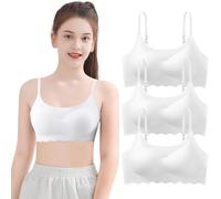 Teen Girls Seamless Sports Bras Zero Feel Thin Sleep Underwears Shockproof Training Vest Bralette with Removable Padding and Adjustable Strap