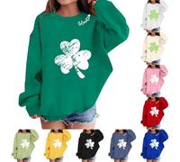 Teen Girls St. Patricks Oversized Sweatshirt Lucky Green Shamrocks Paddys Day Crewneck Long Sleeve Pullover Kids Unisex Saint Patrick's Irish Party Baggy Cotton (Blackish Green-c, 11-12 Years)