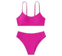 Teen Girls Swimming Costume 2 Piece,Kids Piece Swimsuit Period Swimwear for Birthday Gift 2pcs Bikini Hawaiian Bathing Suit Tankini Set Hot Pink