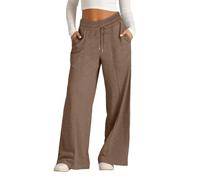 Teen Girls Wide Leg Sweatpants Straight High Waist Baggy Joggers Long Trousers with Pockets Kids Plain School Casual Running Loose Lightweight Trousers (Coffee, 10-11 Years)
