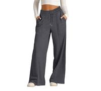 Teen Girls Wide Leg Sweatpants Straight High Waist Baggy Joggers Long Trousers with Pockets Kids Plain School Casual Running Loose Lightweight Trousers (Dark Gray, 8-9 Years)