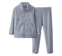 Teen Girls Winter Pajamas Set Boys Polar Fleece Sleepwear Flannel Pjs Toddler Loungewear Full Zip Jacket Tops and Bottoms for Unisex Child Pjs Soft Comfy Homewear (Light Blue, 13-14 Years)
