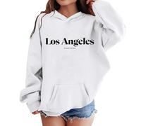 Teen Hoodies Letter Print American City Athletic Pullover Hooded Sweatshirt Casual Pocket Long Sleeve Loose Fit Comfortable Top Girls Boys Youth Age 3 to 14 Years(White, 7-8 Years)