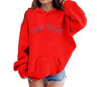 Teen Hoodies Letter Print American City Lightweight Pullover Hooded Sweatshirt Casual Pocket Long Sleeve Loose Fit Comfortable Top Girls Boys Youth Age 3 to 14 Years(Red, 9-10 Years)
