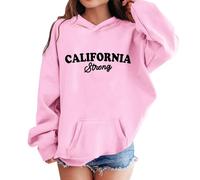 Teen Hoodies Letter Print American City Warm Pullover Hooded Sweatshirt Casual Pocket Long Sleeve Loose Fit Comfortable Top Girls Boys Youth Age 3 to 14 Years(9-10 Years) Pink