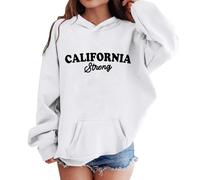 Teen Hoodies Letter Print American City Warm Pullover Hooded Sweatshirt Casual Pocket Long Sleeve Loose Fit Comfortable Top Girls Boys Youth Age 3 to 14 Years(White, 3-4 Years)