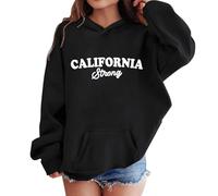 Teen Hoodies Letter Print American City Warm Pullover Hooded Sweatshirt Casual Pocket Long Sleeve Loose Fit Comfortable Top Girls Boys Youth Age 3 to 14 Years(Black, 7-8 Years)