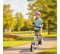 Teen Kids Stunt Scooter w/ Adjustable Handlebar, 12 Inch Rubber Tyres, Blue