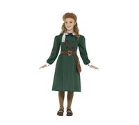 Smiffys WWII Evacuee Girls Fancy Dress British World War 2 Book Day Childs Kids Costume Green Tween 12 -14 Years