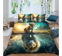 Teen Lion Cub Duvet Cover Set Microfiber 3 Piece Bedding Set Lion Print Soft Bedding Set Easy Care Super king（260x220cm）