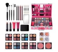Teen Makeup Kit,Multi-functional Beauty Train Case with Makeup Kit | Girls Makeup Box Includes Eyeshadow, Lipgloss, Highlighter, Blush, Brushes and More for Valentine's Day
