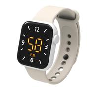 Teen Men and Women LED Electronic Watch Digital Waterproof Touch Screen Square Bracelet Student Sport Fashion Trend Watch, ivory white