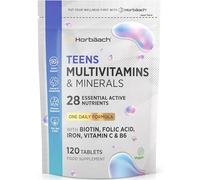 Teen Multivitamin | 120 Vegan Tablets | One-a-Day Formula | 28 Nutrients with Biotin, Folic Acid, Iron, Vitamin C & B6 | Multivitamin Support for Teenage Boys & Girls | by Horbaach