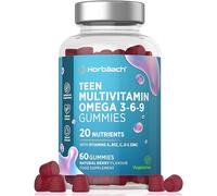 Teen Multivitamin Gummies | 60 Count | 20 Nutrients with Added Omega 3 6 9 | Berry Flavoured Supplement for Teenage Boys and Girls | Vegetarian | by Horbaach