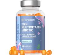 Teen Multivitamin Gummies with Biotics | 60 Count | 15 Key Nutrients with Vitamin C, Biotin and Zinc | + 3 Biotic Strains | Natural Orange Flavour | Vegan | By Horbaach