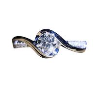 Teen Rings for Girls Trendy Silver Geometric Shape Super Flash Rhinestone Rings Women Fashion Full Diamond Zircon Ring Ladies Jewelry Diamond Rings for Women Rings for Women Set (Silver, 7)