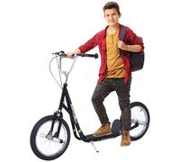 Teen Scooter Children Stunt Scooter 16" Tyres Adjustable Height, Black HOMCOM