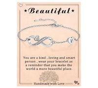 Teen Stocking Stuffers Initial Bracelet for Women Teen Girls Christmas Gifts for Her Wife Mom Letter A-Z Infinity Bracelets I Love You Graduation Gifts for Her Girlfriend Birthday Anniversary Jewelry
