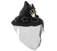 Teen Witch Hat with Hand Skull Veil Applique | Comfortable for Halloween Headpieces School Carnivals Costume Adult Teen