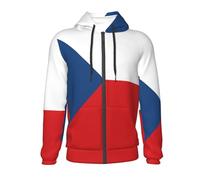 Teen Zip Up Hoodie With Czech Republic National Flag Print Lightweight Casual Sweatshirt Patriotic Style Soft Stretch Fabric Comfortable Hoodie Jacket Boys Spring Autumn