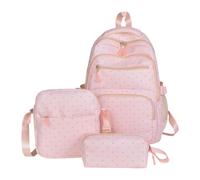 Teenage Backpack Set of 3 Aesthetic Divided Schoolbags with Polka Dots, Pink, Se référer au descriptif, Refer to description
