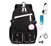Teenage Girls' Backpack Middle School Students Bookbag Outdoor Daypack with USB Charge Port (black2,One Size)