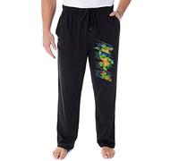 Teenage Mutant Ninja Turtle Men's Classic Cartoon 4 Character Panel TMNT Loungewear Sleep Pajama Pants (Large) Black