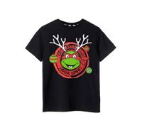 Teenage Mutant Ninja Turtles Boys Christmas T-Shirt | Raphael Ninja Spirit Short Sleeve Seasonal Graphic Tee for Kids | Black Short-Sleeve Xmas Top | TMNT Merchandise Gift for Children