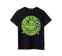 TEENAGE MUTANT NINJA Turtles Boys T-Shirt in Black | Kids Short Sleeve Graphic Tee | Turtle Rebels Distressed Vintage Badge Crewneck Top | Retro TMNT Artwork Merchandise Gift for Children