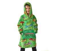 Teenage Mutant Ninja Turtles Boys Wearable Blanket | Kids Green All Over Print Fleece Hoodie | Warm & Cosy Heavyweight Snuggle Hooded Pullover | Classic Cartoon Loungewear Gift for Children