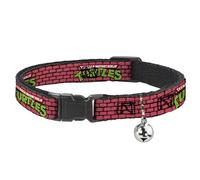 Teenage Mutant Ninja Turtles Breakaway Cat Collar With Bell, Plastic Clip, Easy Adjustable, Teenage Mutant Ninja Turtles Brick Title Logo Red, 8.5 to 12 Inches 0.5 Inch Wide