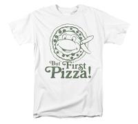 Teenage Mutant Ninja Turtles But First Pizza Unisex T Shirt, White, XXX-Large