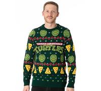 Teenage Mutant Ninja Turtles Christmas Jumper Adults | Mens Ladies Michelangelo Leonardo Donatello Raphael | Festive Traditional Green Fairisle Knitted Sweater