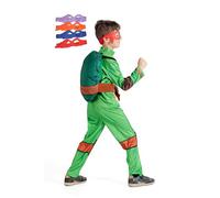Teenage Mutant Ninja Turtles Costume: Kids TMNT Outfit with Padded Shell & Interchangeable Masks Official Ninja Turtles Costume - Size 7-9 years