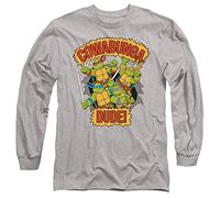 Teenage Mutant Ninja Turtles Cowabunga Dude Unisex Long Sleeve T Shirt, Athletic Heather, X-Large