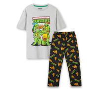 Teenage Mutant Ninja Turtles Mens Black Pizza Short Sleeve Long Leg Pyjama Set - Small